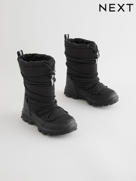 Black Waterproof Bungee Cord Snow Boots (162733) | AED156 - AED170
