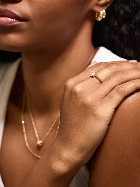 Gold - Accessorize Plated 14ct Solitaire Ring