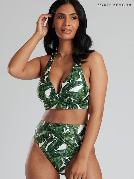 South Beach Green Leaf Print Twist Moulded Cup Bikini (162949) | LEI 118