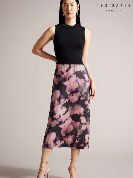 Ted Baker Elliha  Sleeveless Mockable Black Dress With Slip Skirt (162998) | €102