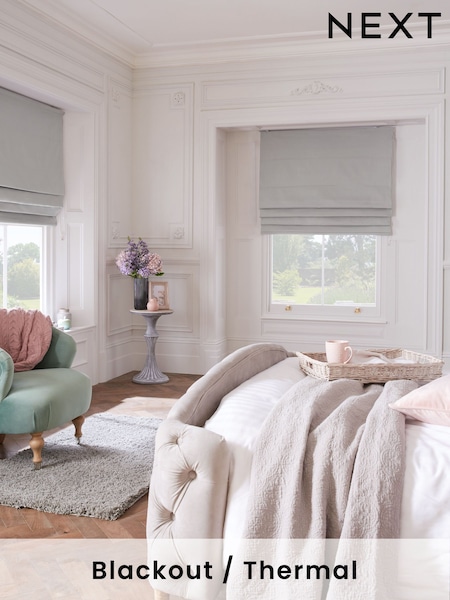 Grey Silver Ready Made Blackout Cotton Roman Blinds (163035) | €53 - €126