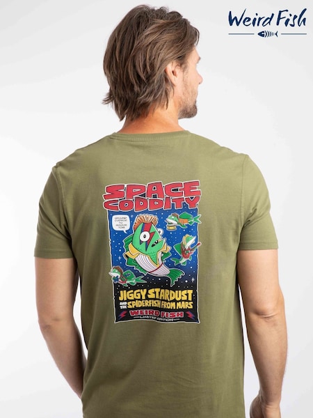 Green - Regular Weird Fish Space Coddity Back Print Artist T-shirt