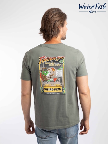 Pelēks - Regular Weird Fish Findiana Jones Back Print Artist T-shirt