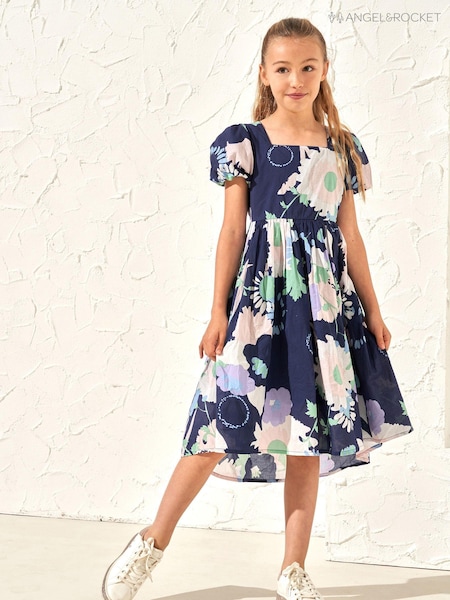 Violet - Angel & Rocket 100% Bumbac Evita Printed Cravată Spate Imprimeu Rochie (163480) | 133 LEI - 150 LEI