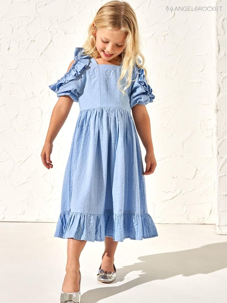 Angel & Rocket Blue 100% Cotton Simone Open Shoulder Dress (163484) | €18 - €21