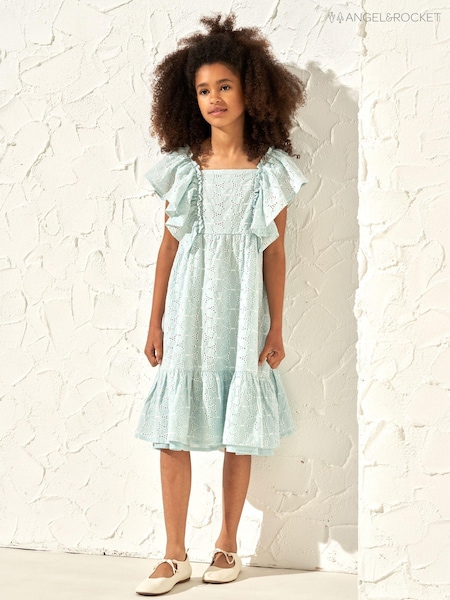 Angel & Rocket Green 100% Cotton Sara Broderie Dress (163515) | AED95 - AED107