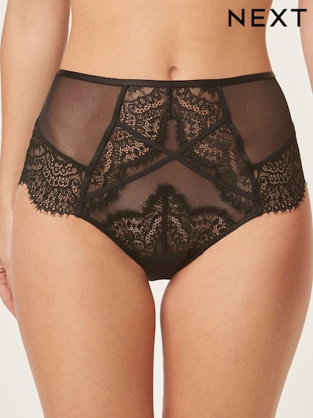 Black High Rise Lace Knickers (163576) | €9