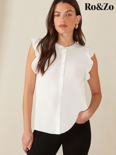 Ro&Zo Frill Shoulder White Sleeveless Shirt (163762) | €18