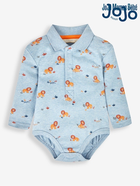 JoJo Maman Bébé Blue Boys' Lion Polo Shirt Baby Body (163986) | €23