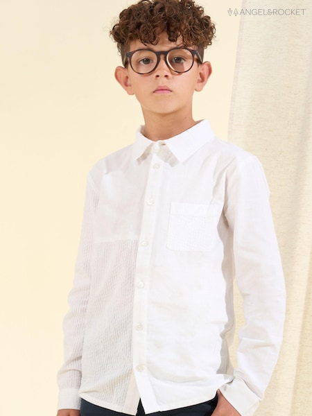 Angel & Rocket White Textured Thomas 100% Cotton Shirt (164165) | 49 QAR - 64 QAR
