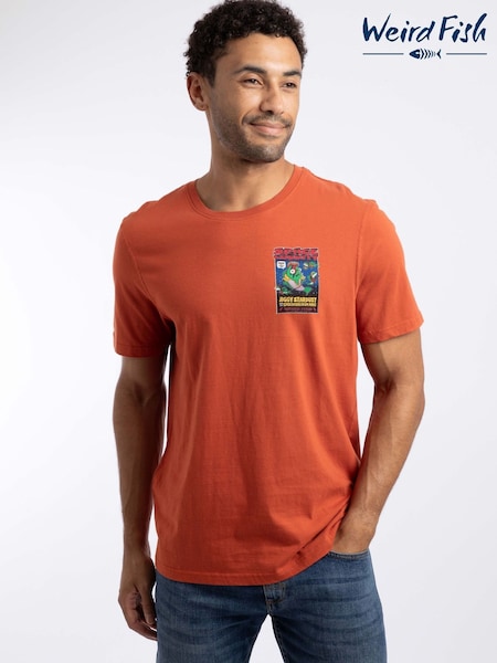 Portocaliu - Regular Weird Fish Space Coddity Back Print Artist T-shirt