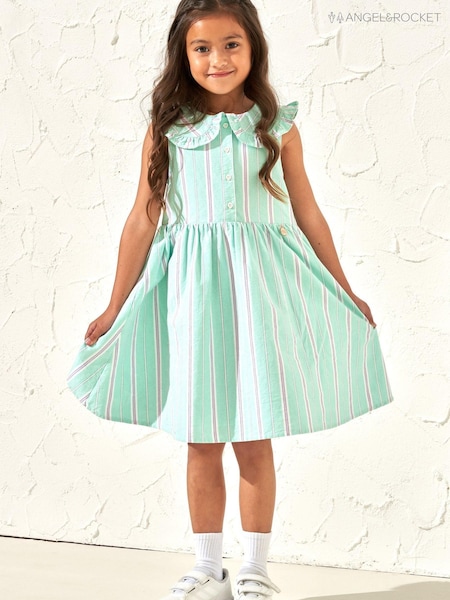 Verde deschis - Angel & Rocket 100% Cotton Jessie Stripe Cu nasturi Rochie (164293) | 100 LEI - 114 LEI