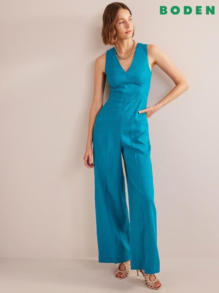 Boden Blue V-Neck Occasion Jumpsuit (164304) | €82