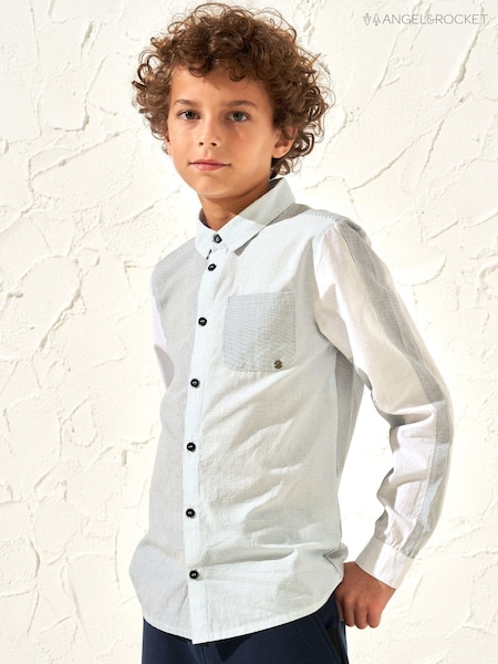 Angel & Rocket Blue Chase Panelled 100% Cotton Shirt (164379) | R$ 195 - R$ 235