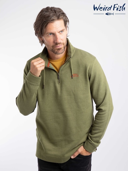أخضر - Regular Weird Fish Brampton 1/4 Zip Sweatshirt