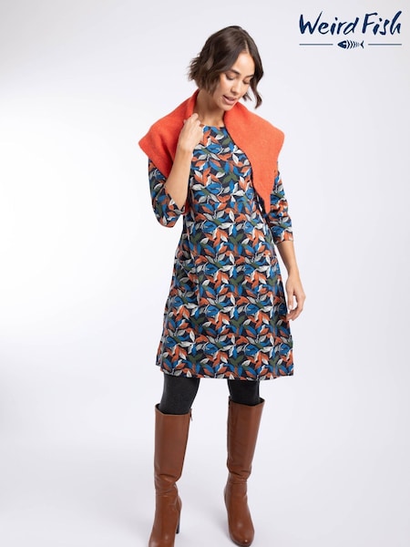 Orange - Weird Fish Starshine Cotton Printed Jersey Dress