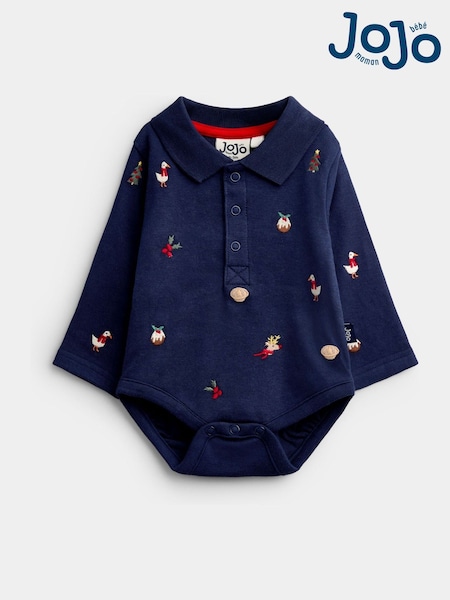 海軍藍 - Jojo Maman Bébé Christmas Embroidered Body