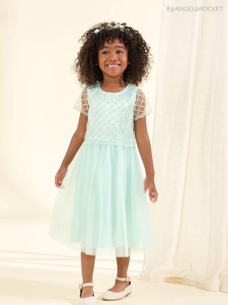 Angel & Rocket Green Anya Beaded Tulle Dress (164603) | 156 QAR - 170 QAR