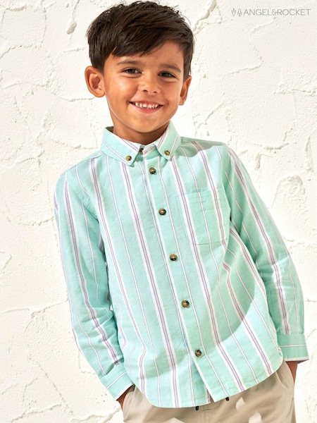 Angel & Rocket Green Berty Oxford Stripe 100% Cotton Shirt (164644) | €12 - €14