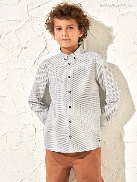 Angel & Rocket Grey Carter Geo Pattern Smart 100% Cotton Shirt (164750) | AED59 - AED77