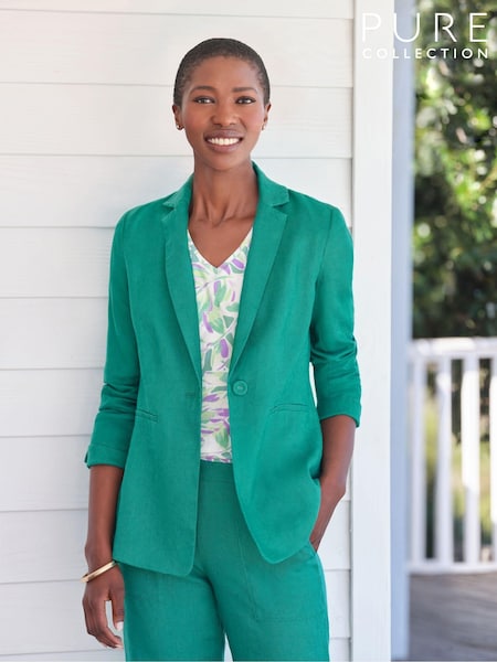Pure Collection Green Longline Linen Blazer (164784) | €79