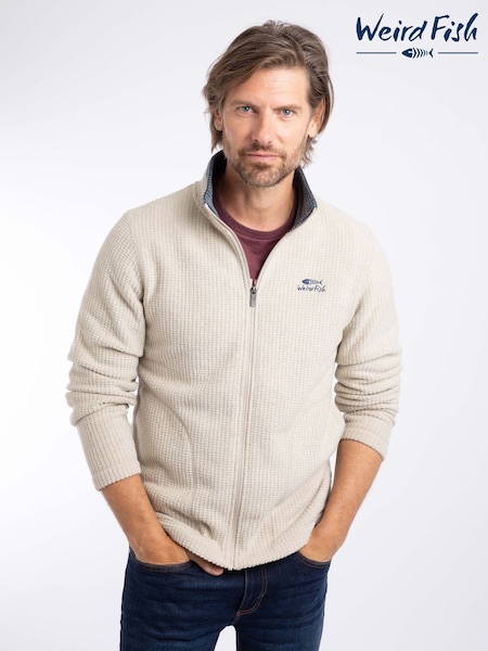 Cream - Regular Weird Fish Shires Full Zip Grid Fleece