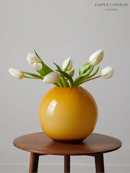 Jasper Conran London Ochre Yellow Sphere Glass Flower Vase (165042) | €54