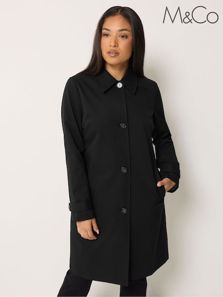 Black - M&co Petite Button Single Breasted Lined Jacket