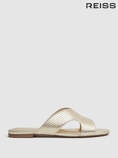 Reiss Gold Rose Leather Slip-On Sandals (166035) | ₪1,006