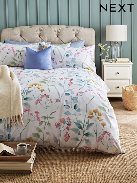 Pastel Isla Watercolour Floral 100% Cotton Duvet Cover and Pillowcase Set (166185) | $37 - $81