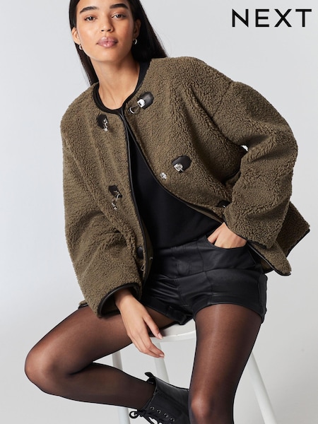 Khaki Green Teddy Borg Duffle Jacket (166238) | €32