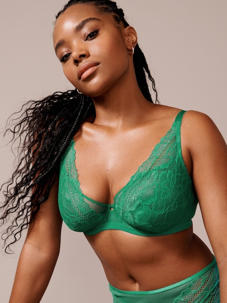 Green Non Pad Full Cup DD+ Floral Lace Bra (166307) | €14