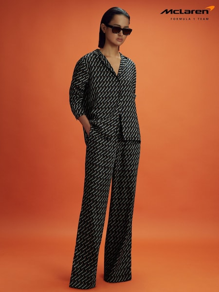 Reiss x McLaren F1 Team Black Multi McLaren F1 Silverstone Wide Leg Drawstring Trousers (166337) | €195