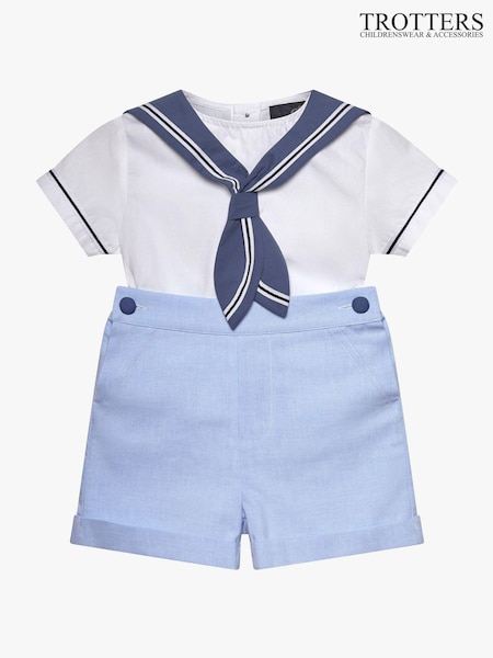 Trotters London Blue Little Pale 100% Cotton Edward Sailor Set (166483) | 371 QAR - 396 QAR