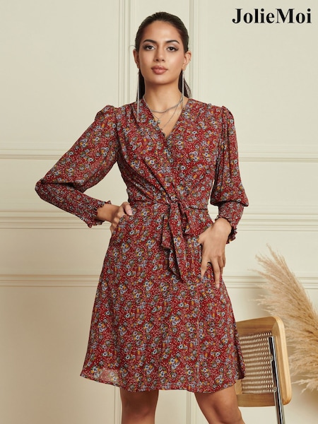 Jolie Moi Shirred Cuff Tie Waist Dress (166667) | €17