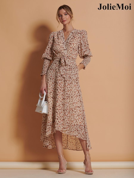 Jolie Moi Brown Chiffon Print Maxi Dress (166693) | € 58