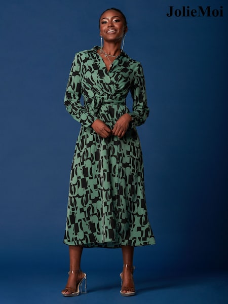 Jolie Moi Green Wrap Shirt Maxi Dress (166731) | €43.50