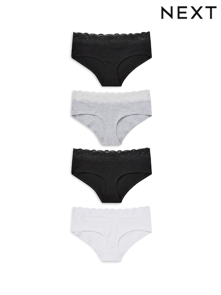 White/Black/Grey Short Lace Knickers 4 Pack (166766) | EGP960