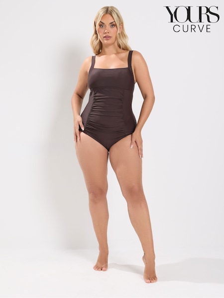 Brown - Yours Curve Square Neck Swimsuit