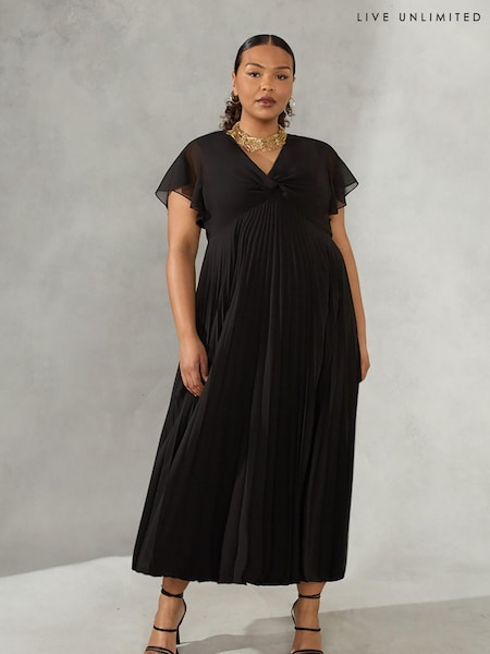 Live Unlimited Curve - Knot Front Pleat Black Dress (166877) | €72