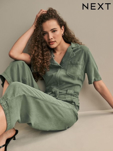 Khaki Green TENCEL™ Wide Leg Jumpsuit (166914) | €38