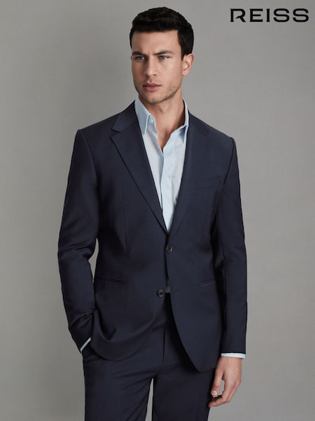 Reiss Navy Hope Slim-Fit Wool-Blend Single-Breasted Suit Blazer (167080) | 2,117 QAR
