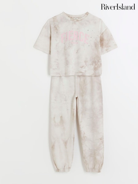River Island Tie Dye Girls 100% Cotton T-shirt Joggers Set (167125) | ‏197 ر.س.‏
