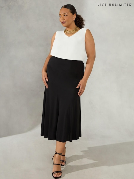 Live Unlimited Curve - Seam Detail Jersey Black Midi Skirt (167203) | €21.50