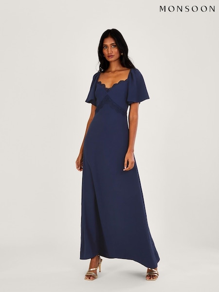 Monsoon Blue Charlotte Crepe Maxi Dress (167513) | 321 QAR