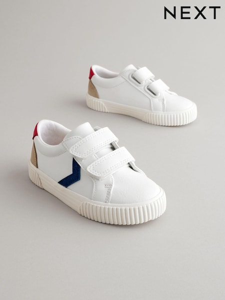 White Wide Fit (G) Two Strap Touch Fastening Shoes (167527) | AED56 - AED71