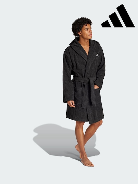 שחור - Regular Adidas Hooded Dressing Gown