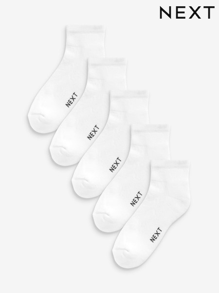 Valkoinen - 5 pakkaus - Cushioned Sole Mid Trainer Socks (167741) | €17
