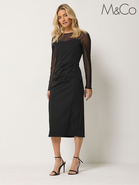 Juoda - M&co Sweetheart Mesh Sleeve Dress