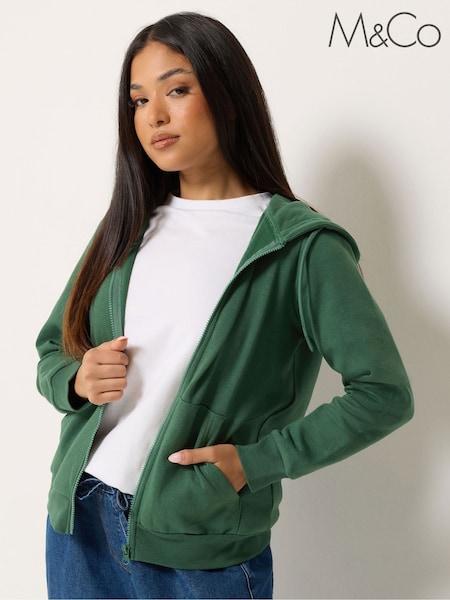 Verde - M&co Petite Essential Zip Hoodie